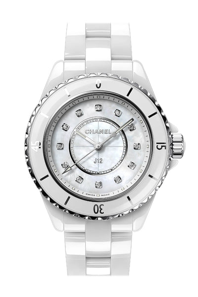 Chanel J12 White Ceramic MOP Diamond Watch H5704 | ELEVEN 