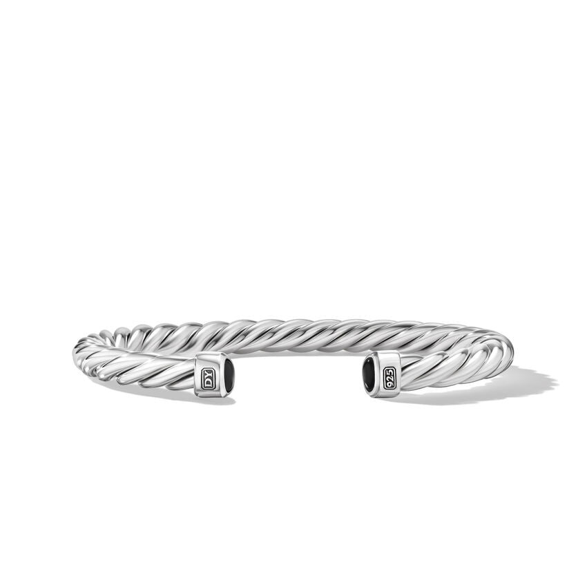 David Yurman Cable Cuff Bracelet in Sterling Silver with Black Onyx, 6mm