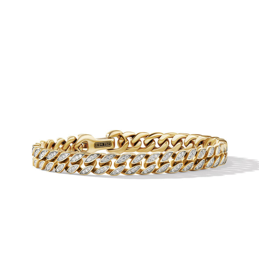 David Yurman Curb Chain Bracelet in 18K Yellow Gold with Diamonds, 8mm