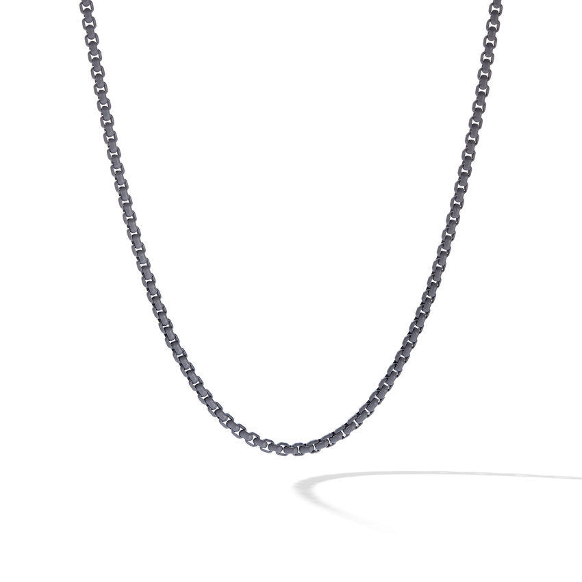 David Yurman Box Chain Necklace in Sterling Silver with Grey Stainless Steel, 4mm