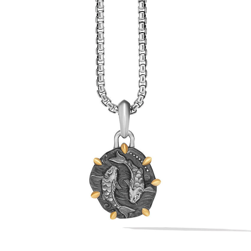 David Yurman Pisces Amulet in Sterling Silver with 18K Yellow Gold, 33mm