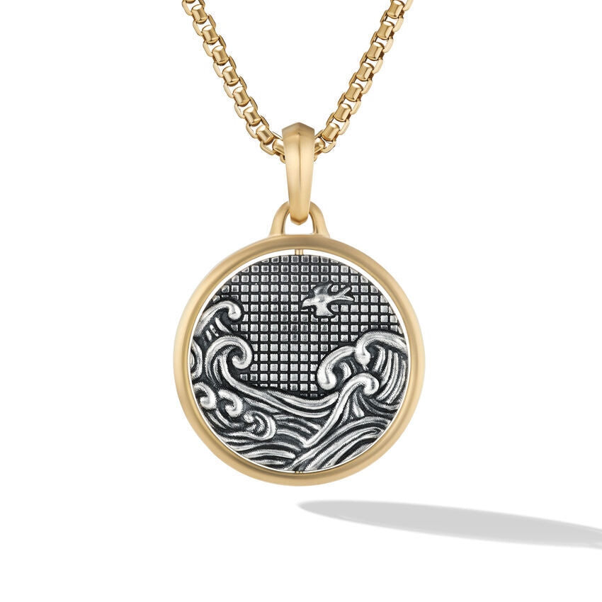 David Yurman Water and Fire Duality Amulet in Sterling Silver with 18K Yellow Gold, 30mm