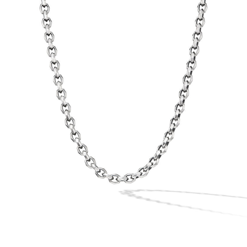 David Yurman Torqued Faceted Chain Link Necklace in Sterling Silver, 7mm