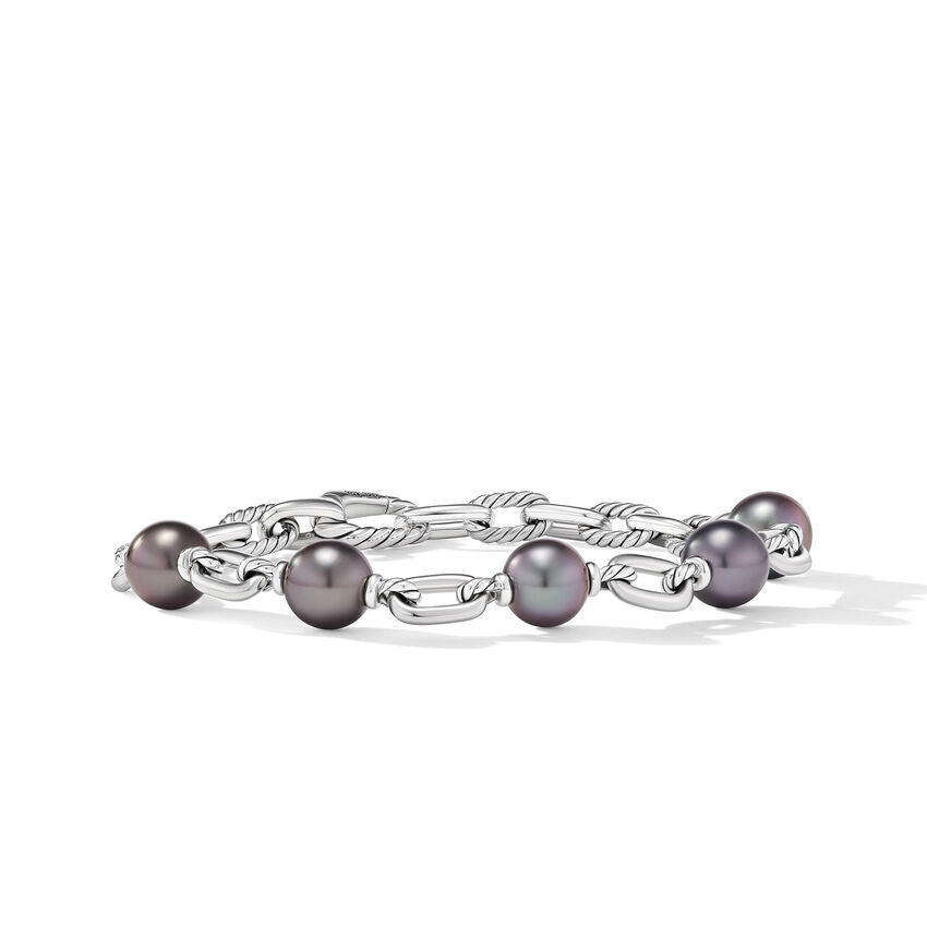 David Yurman DY Madison® Chain Bracelet in Sterling Silver with Grey Pearls, 6mm