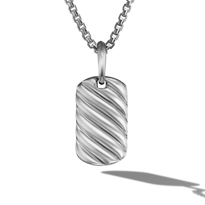 David Yurman Sculpted Cable Tag in Sterling Silver, 21mm