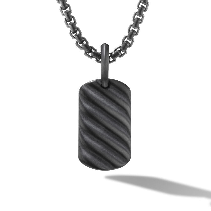 David Yurman Sculpted Cable Tag in Black Titanium, 21mm