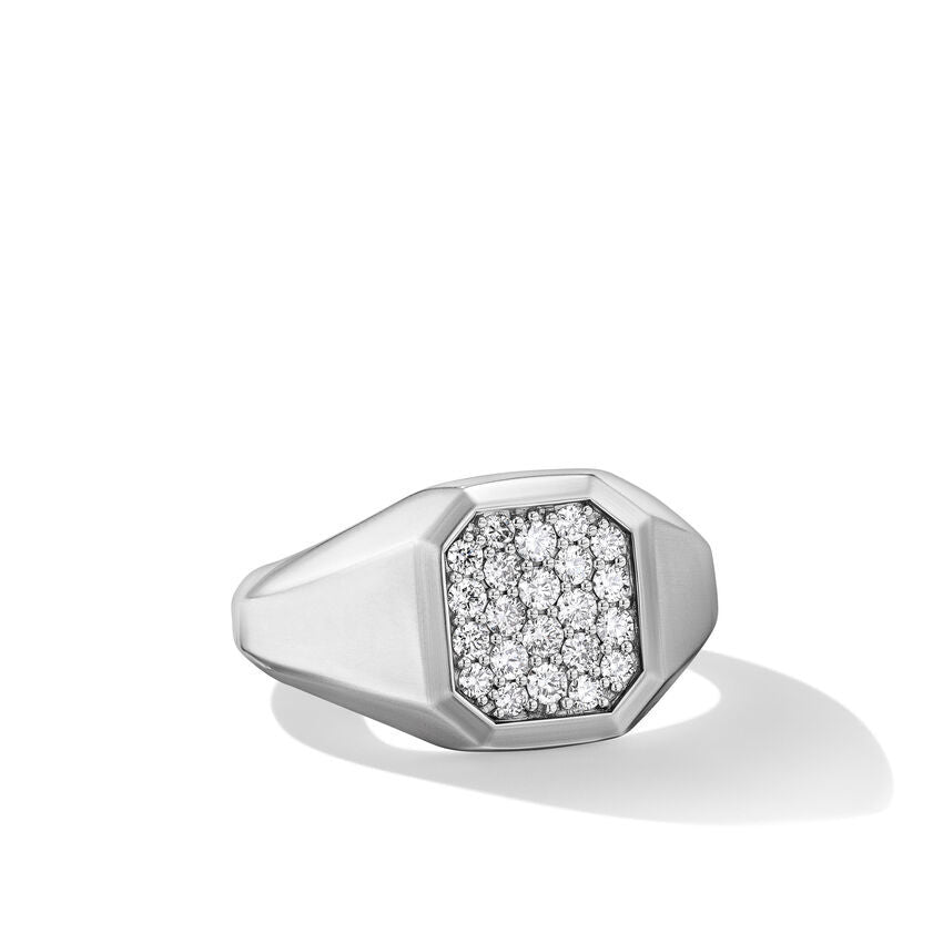 David Yurman Streamline® Signet Ring in Sterling Silver with Diamonds, 14mm