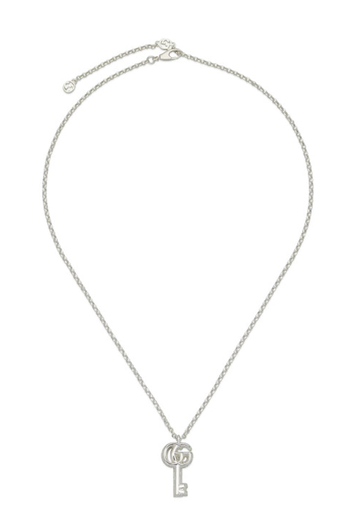 Gucci Sterling Silver GG Marmont Polished Key Necklace YBB77072300100U