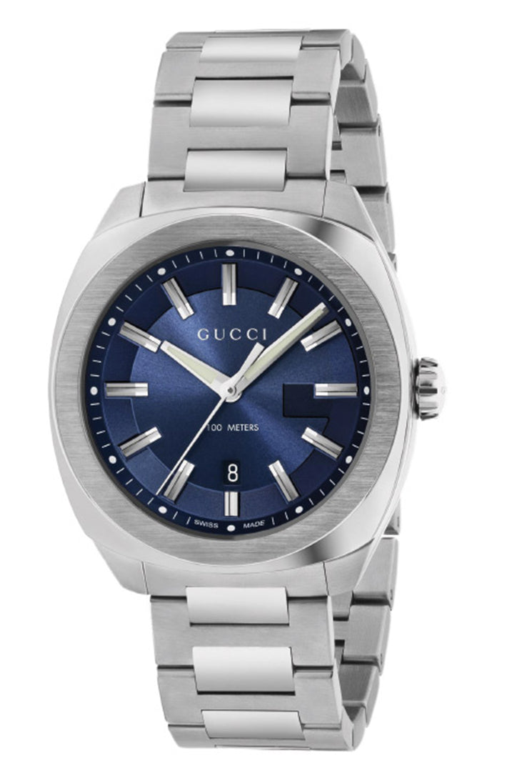 Gucci GG2570 Men`s 41mm Silver Tone Blue Watch YA142303