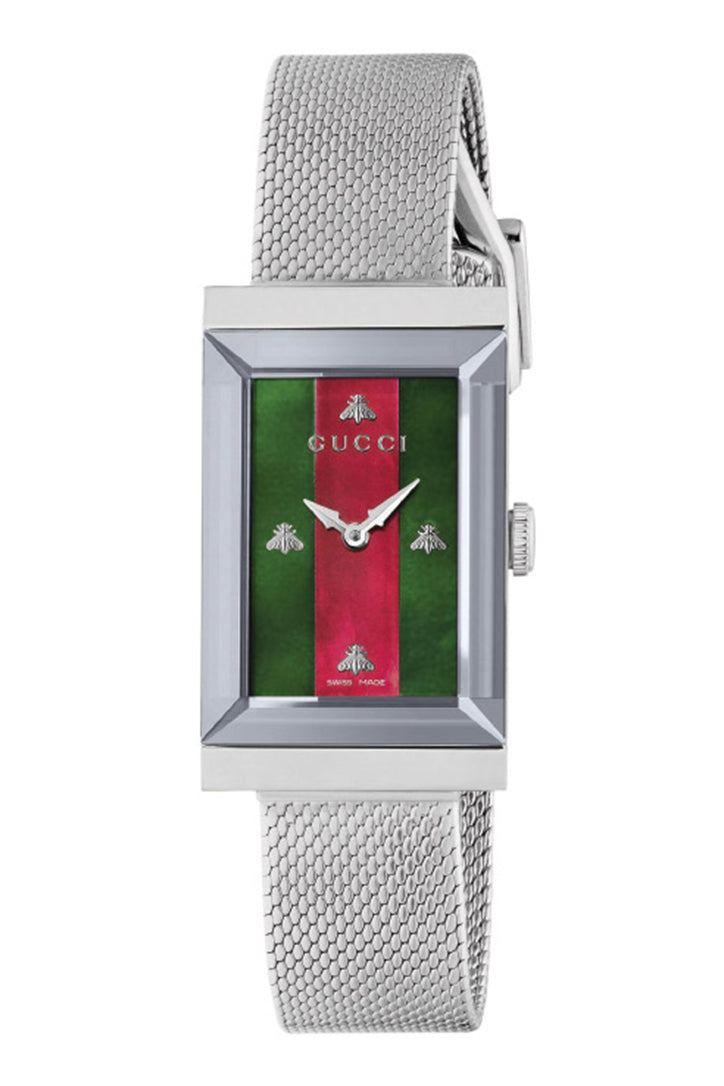 Gucci G-Frame Green and Red Mother of Pearl Bee Watch YA147401