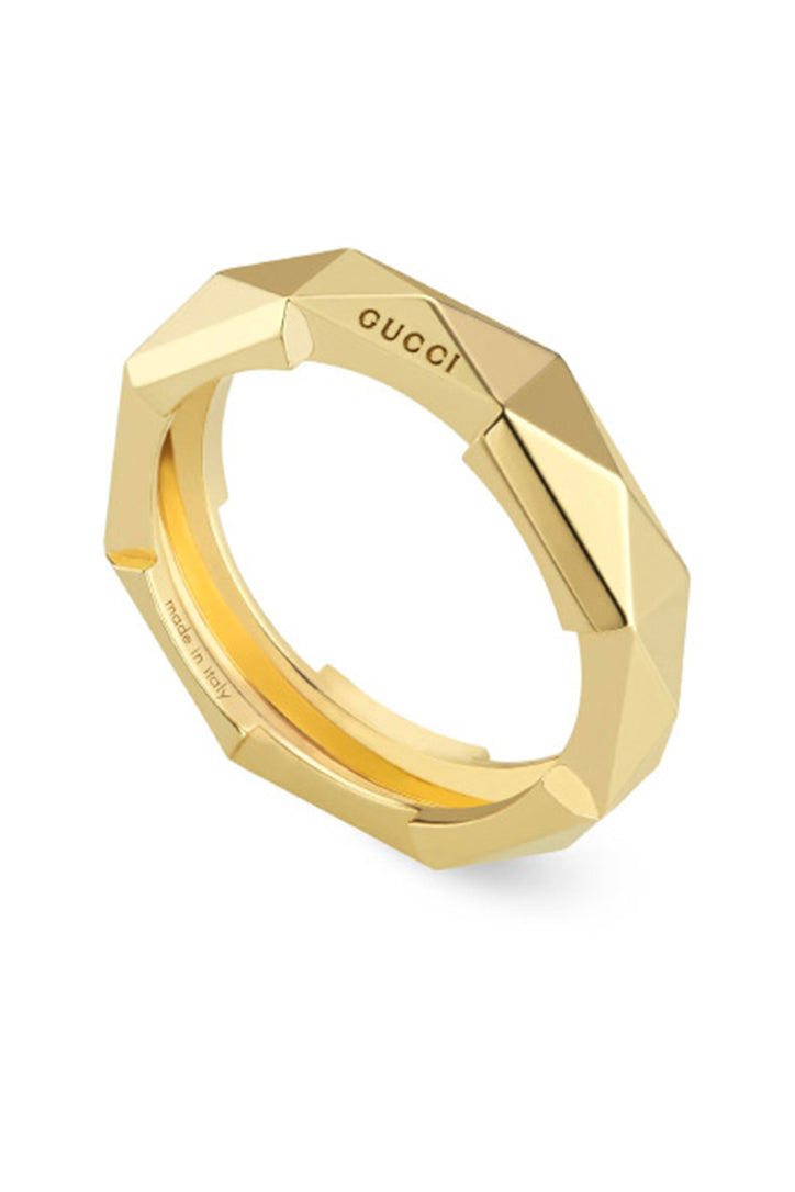 Gucci 18k Yellow Gold Links to Love Studded Ring - Size 6.75  YBC662188001