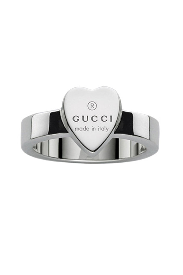 Gucci Sterling Silver Gucci Trademark Heart Ring Size 6 YBC223867001012