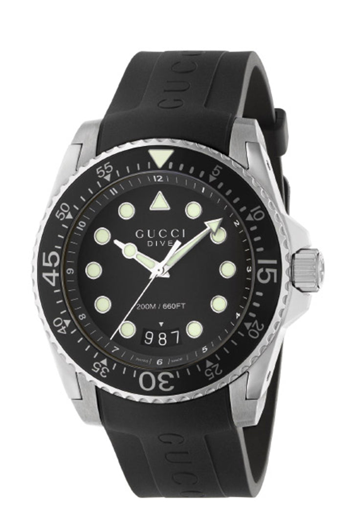 Gucci Dive Men`s 45mm Black Watch YA136204B