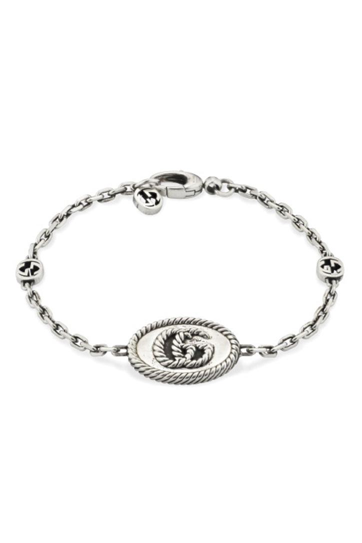 Gucci Sterling Silver GG Marmont Double G Bracelet 7in YBA627749001018