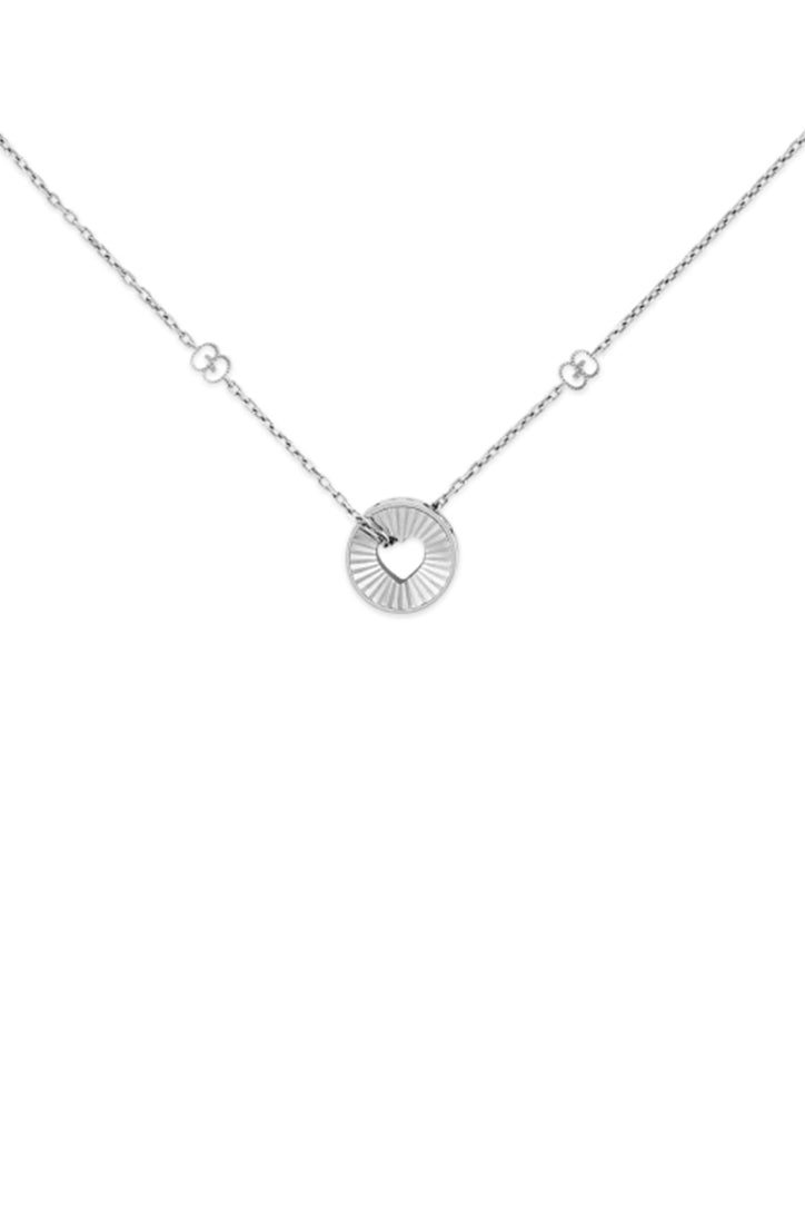 Gucci 18k White Gold Icon Heart Necklace YBB72937300200U