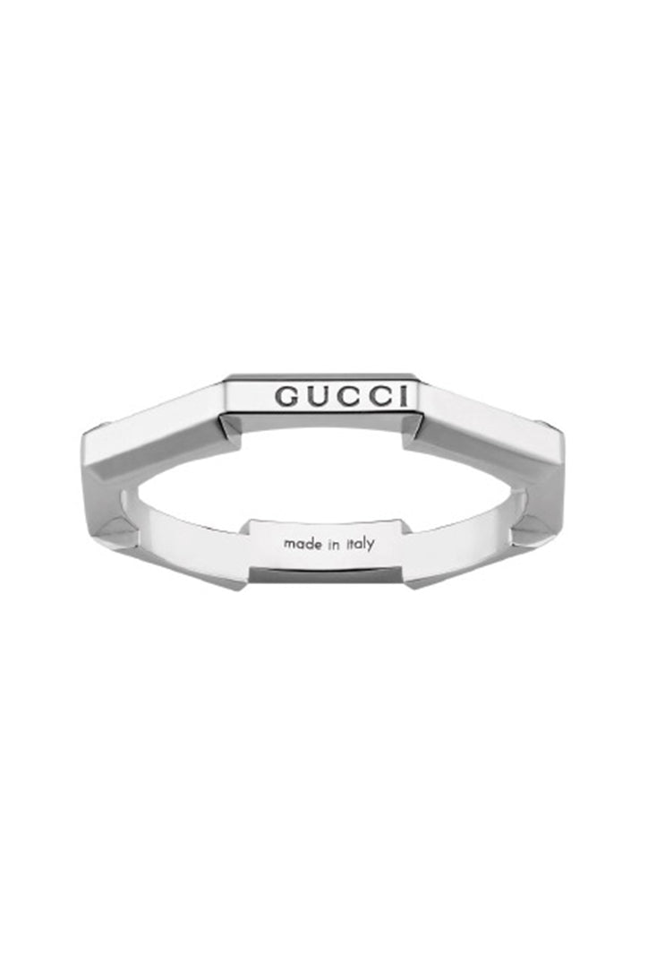 Gucci 18k White Gold Link to Love Mirrored Ring Size 6 YBC662194003012