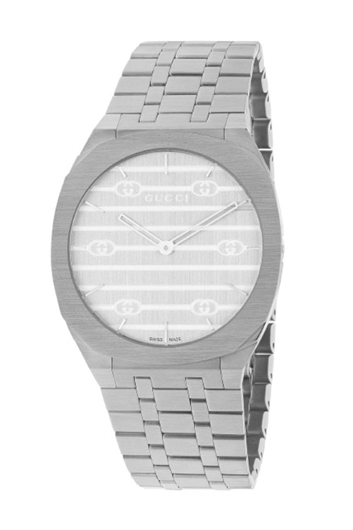 Gucci Ladies 25H Stainless Steel Silver 34mm Watch YA163402 - FINAL SALE