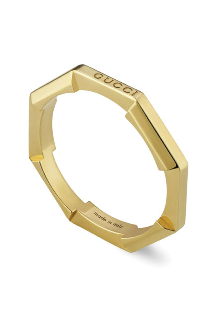 Gucci 18k Yellow Gold Link to Love Mirrored Ring Size 6.5 YBC662194001013