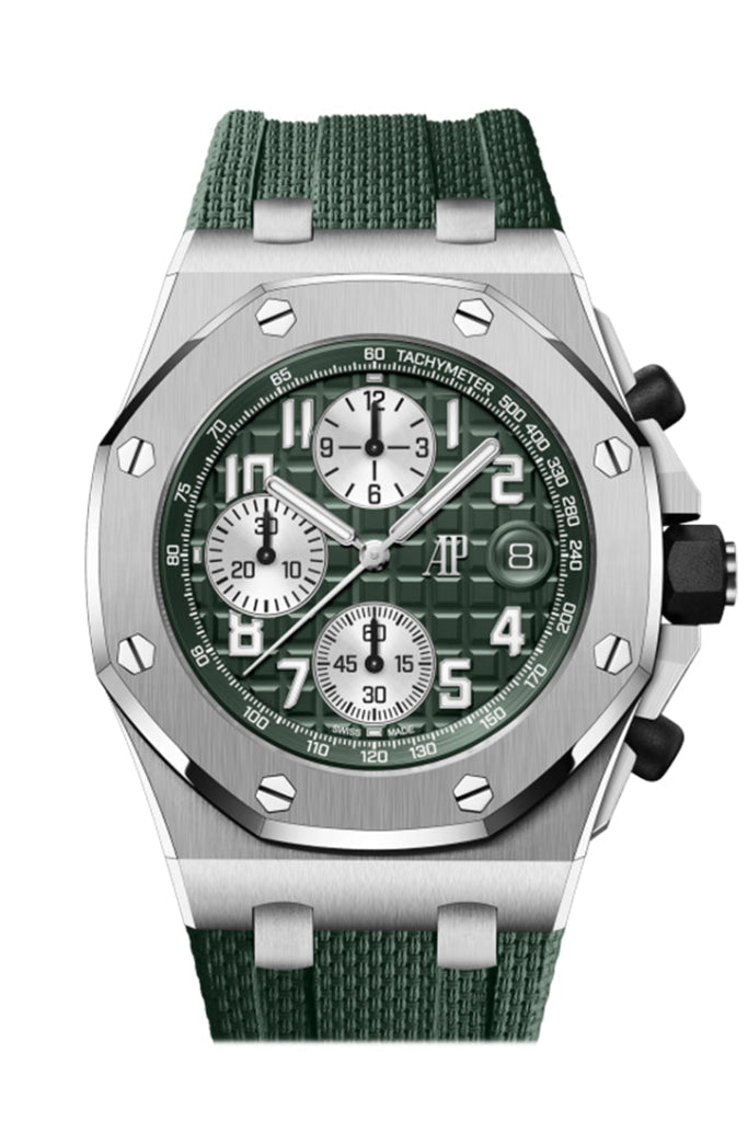 Audemars Piguet Royal Oak Offshore 42 Khaki Green Dial Rubber Strap Watch 26238Ti.oo.a056Ca.01