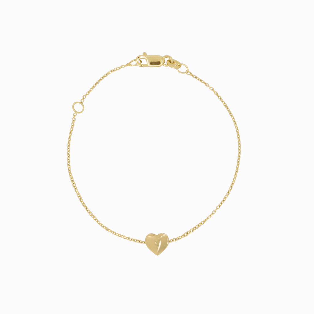 Full Heart Chain Bracelet 14K Solid Gold