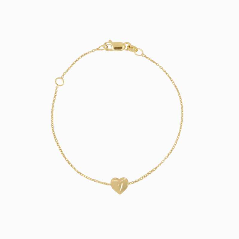 Full Heart Chain Bracelet 14K Solid Gold