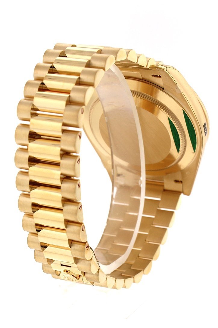 Rolex Day-Date 40 Black Baguette Diamond Dial Bezel 18K Yellow Gold President Automatic Mens Watch