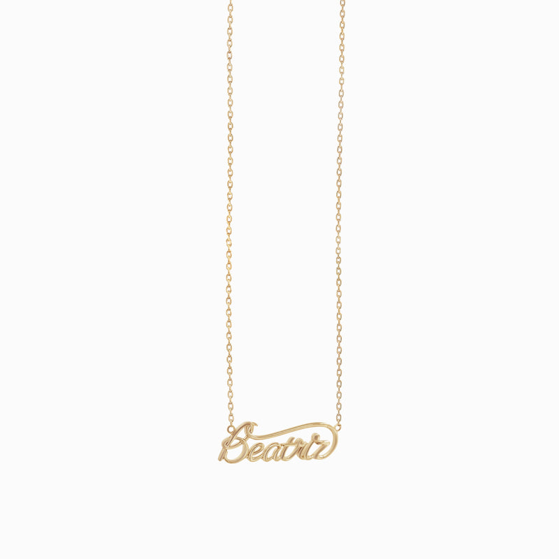 BY LIME Custom Name Script Word Necklace BEATRIZA 10K Solid Gold
