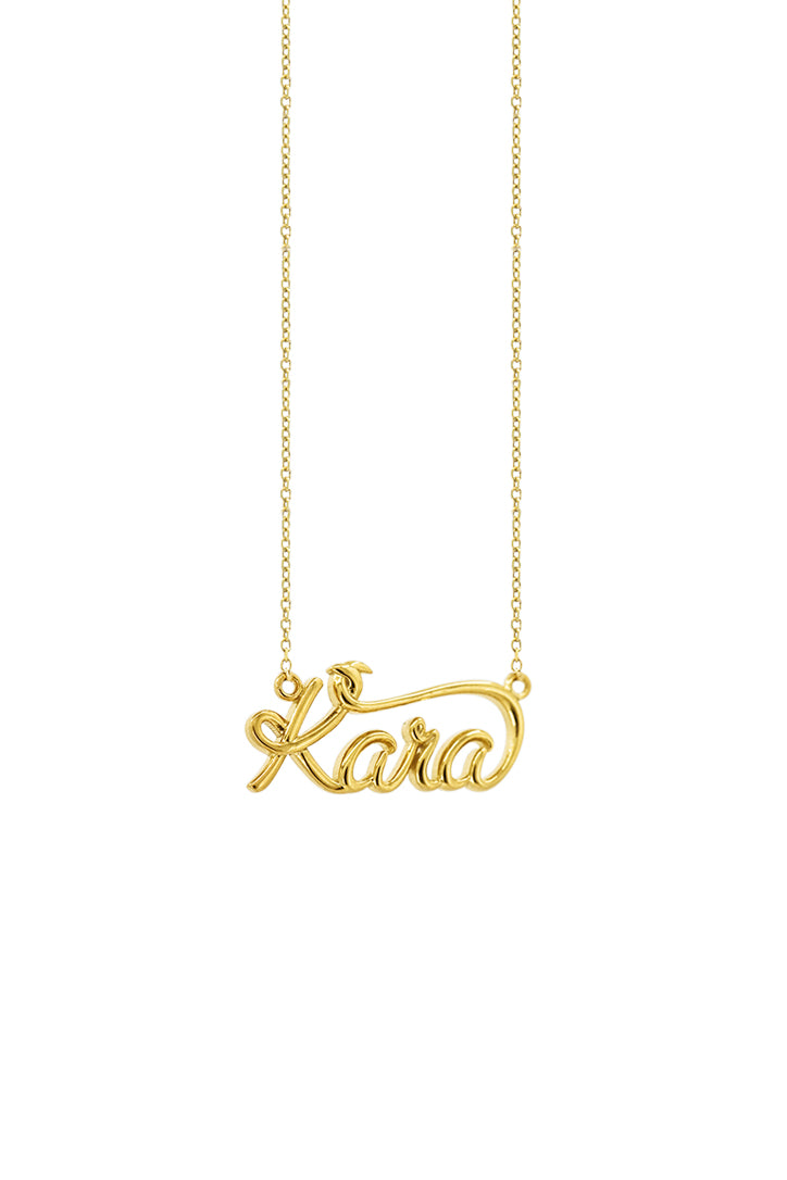 Kara Nameplate Necklace 14K Yellow Gold CMM