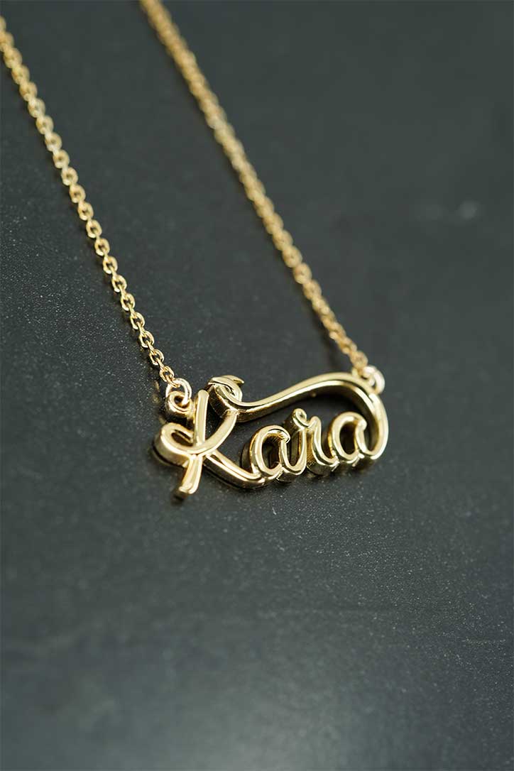 Kara Nameplate Necklace 14K Yellow Gold CMM