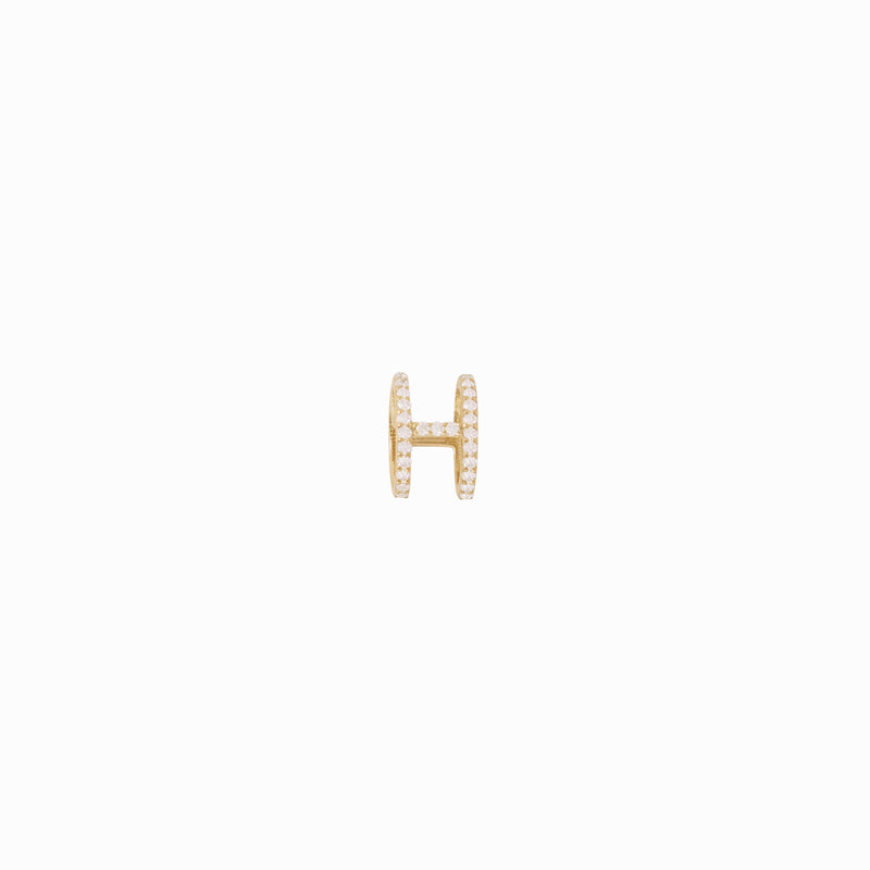 Eclipse H Initial Letter Diamond 14k Gold Charm