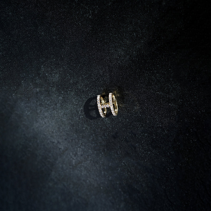 Eclipse H Initial Letter Diamond 14k Gold Charm