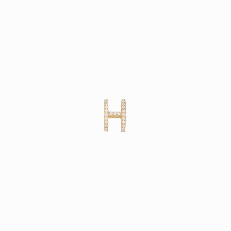 Eclipse H Initial Letter Pavé Diamond Gold Charm