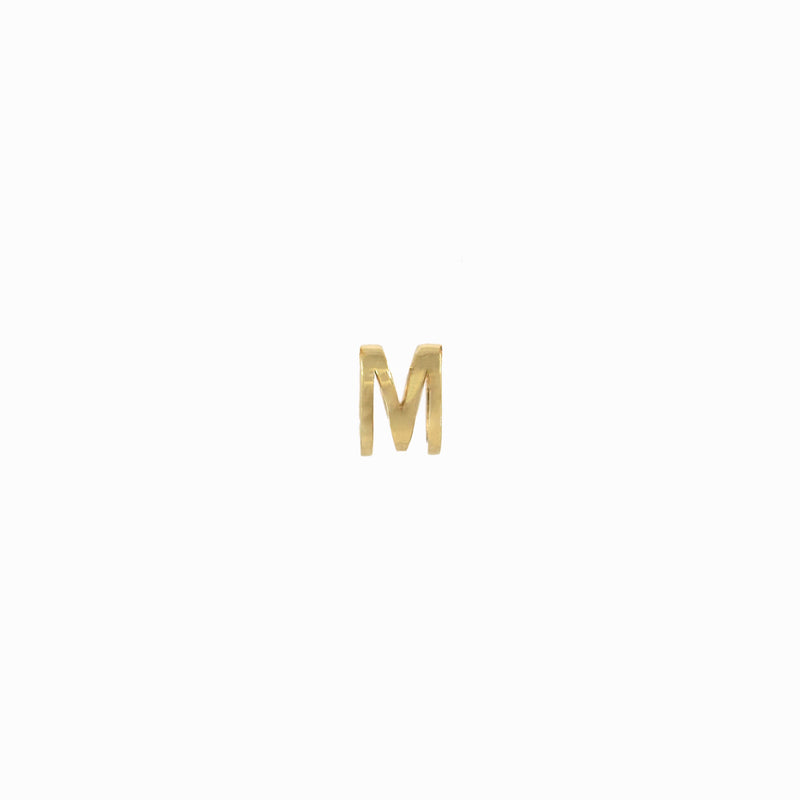 Eclipse M Initial Letter 14K Solid Gold Charm