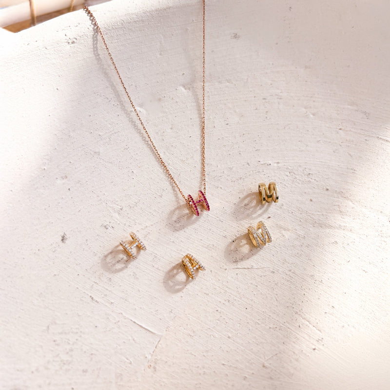 Eclipse H Initial Letter Pavé Diamond Necklace