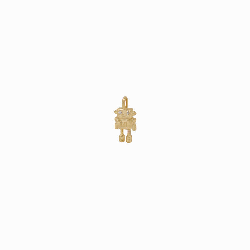 Robot Winy Pavé Diamond Pendant Charm 14K Gold