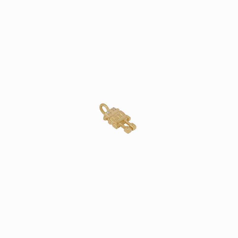 Robot Winy Pavé Diamond Pendant Charm 14K Gold