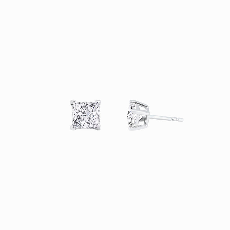 Lab Diamond Princess Cut Solitaire Stud Earrings 18K Gold (2.84 ct. tw.)