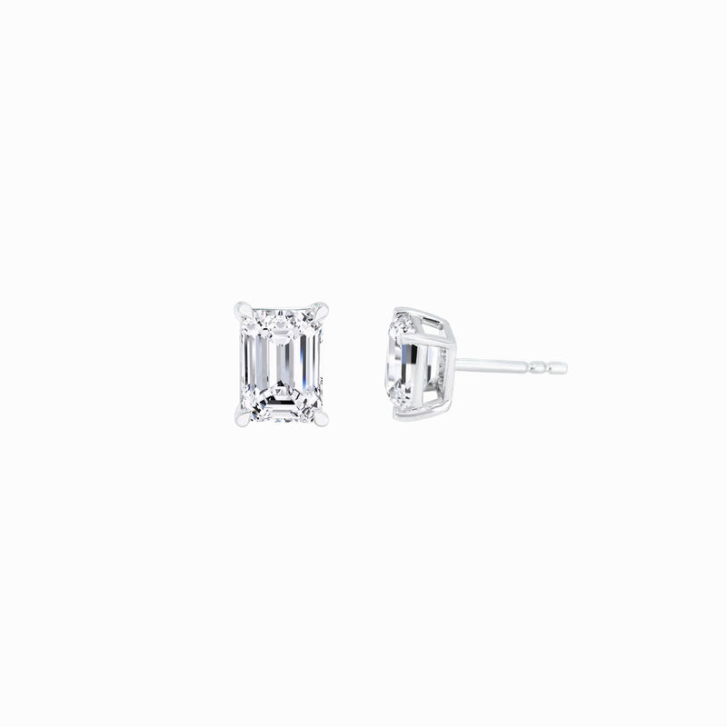 Lab Diamond Emerald Cut Stud Earrings 18K White Gold (3.09 ct. tw.)