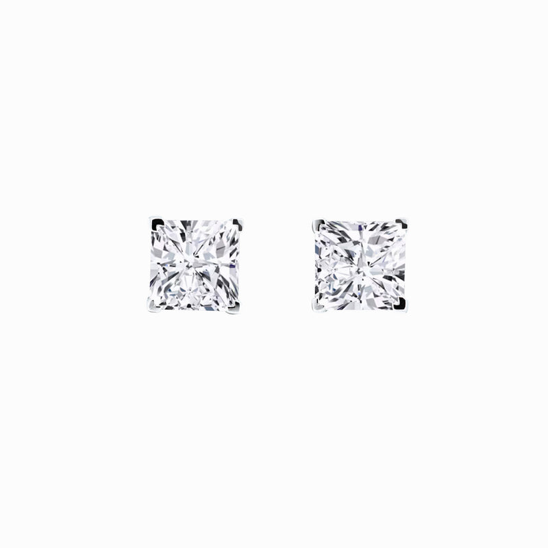 Lab Diamond Princess Cut Solitaire Stud Earrings 18K Gold (4.01 ct. tw.)