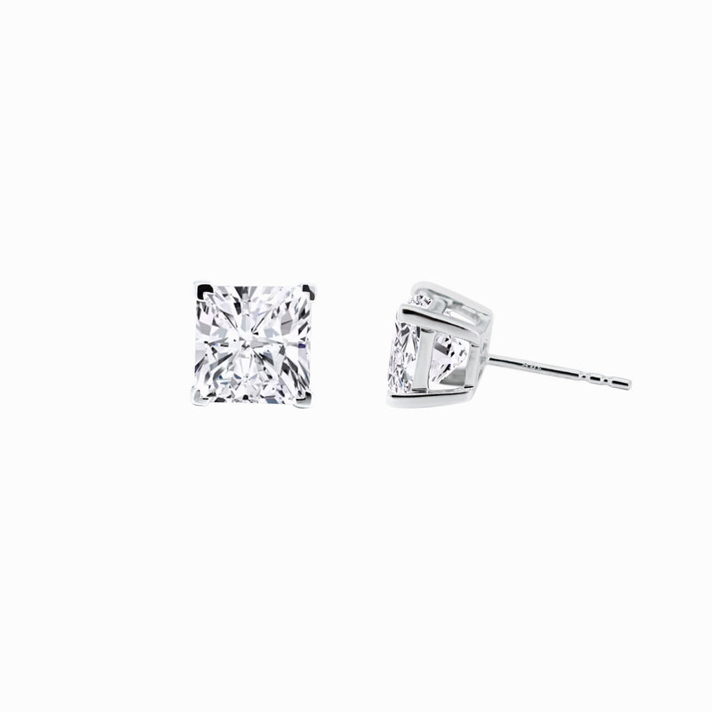 Lab Diamond Princess Cut Solitaire Stud Earrings 18K Gold (4.01 ct. tw.)