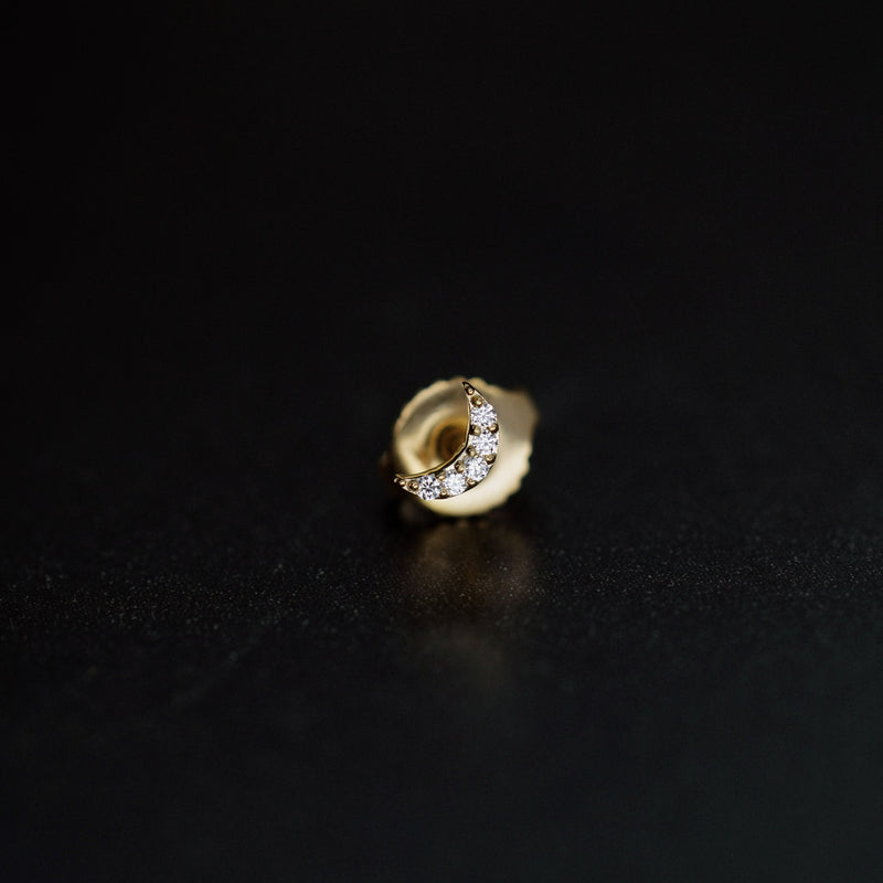 BY LIME Crescent Pavé Diamond Solid Stud Earrings 14K Gold