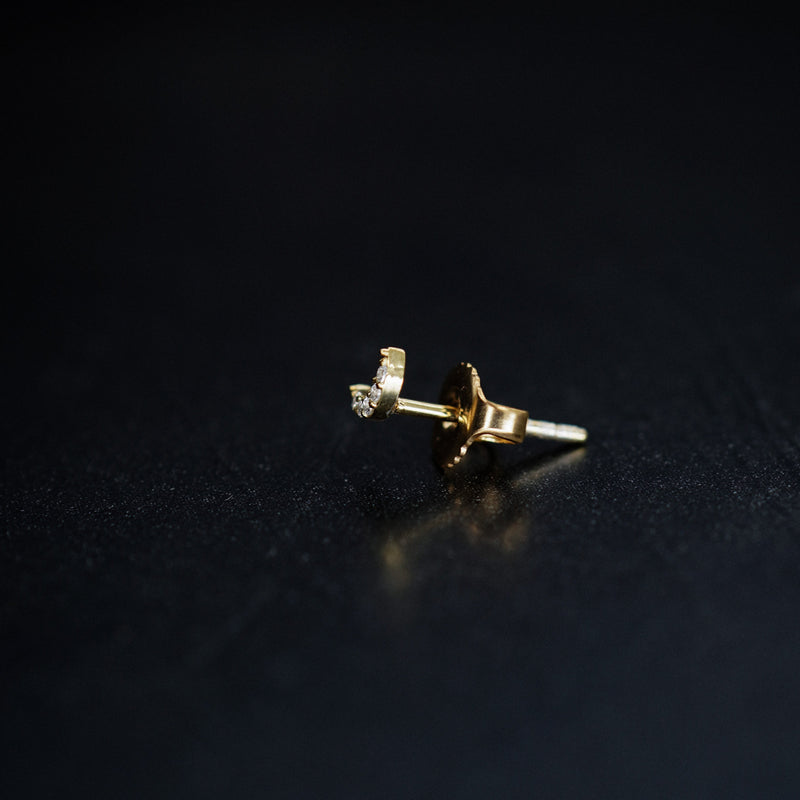 BY LIME Crescent Pavé Diamond Solid Stud Earrings 14K Gold