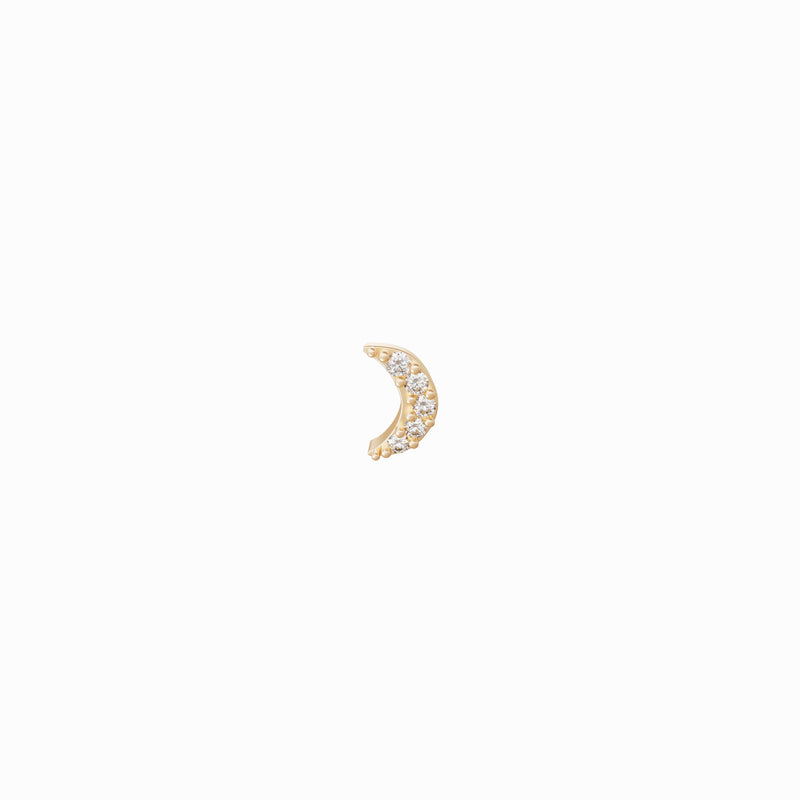 Crescent Diamond Solid Gold Stud Earrings