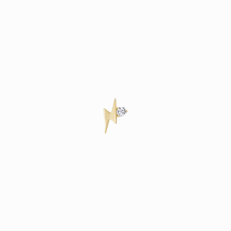 Lighting Bolt One Diamond Solid Gold Stud Earrings