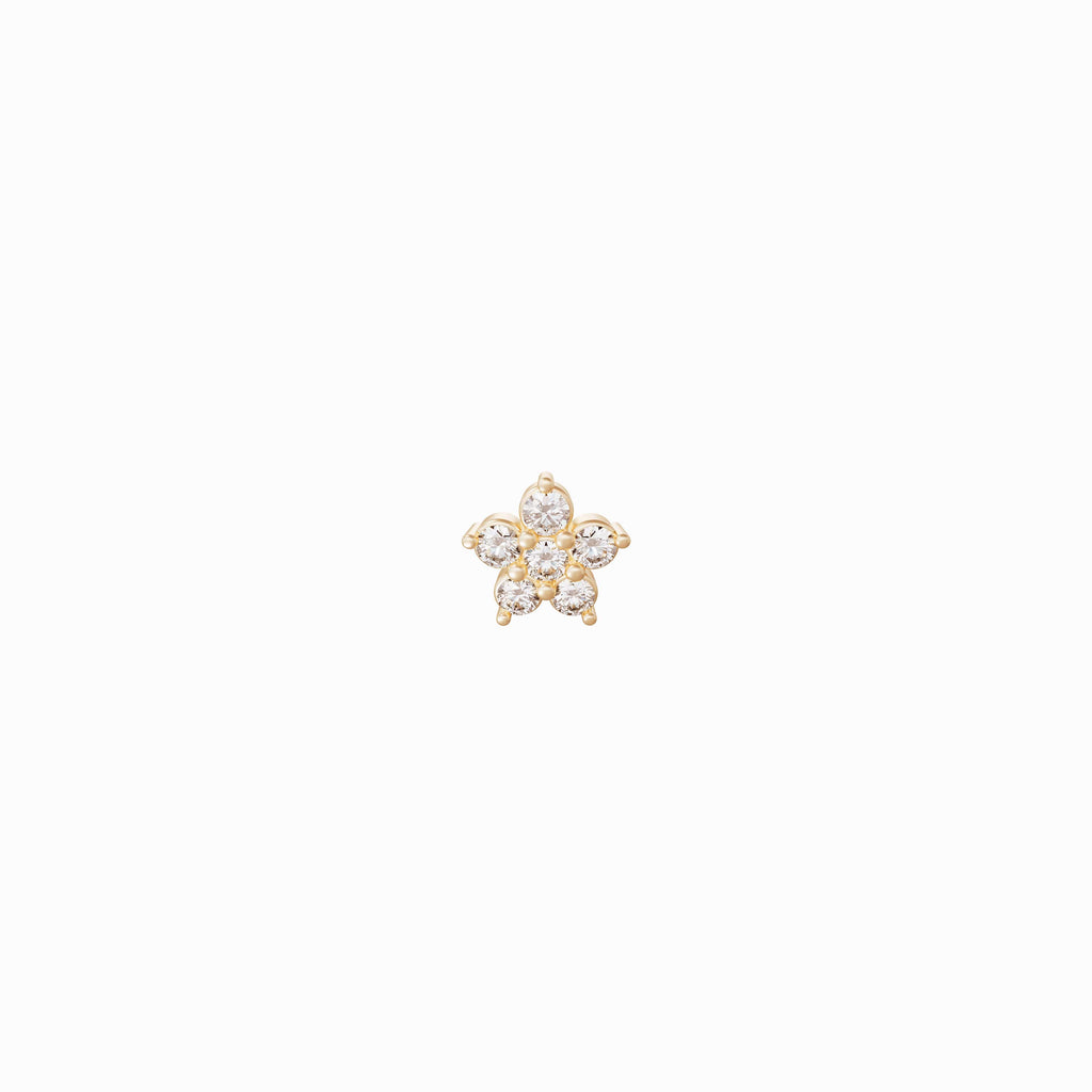 Flower Diamond Solid Gold Stud Earrings