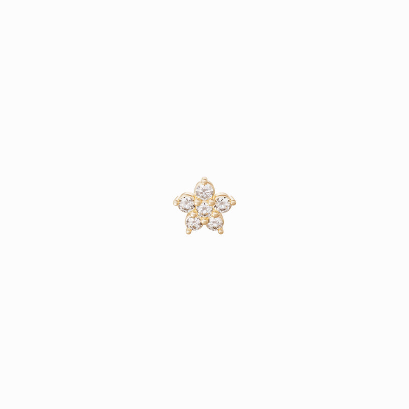 Flower Diamond Solid Gold Stud Earrings