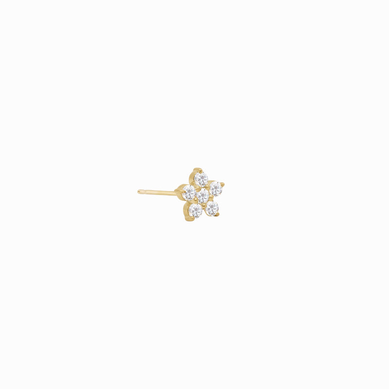 Flower Diamond Solid Gold Stud Earrings