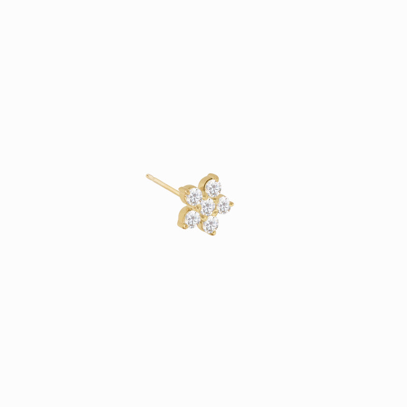 Flower Diamond Solid Gold Stud Earrings