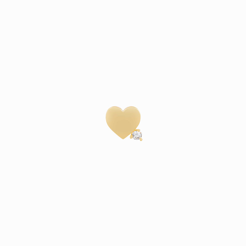 BY LIME Heart One Pavé Diamond Stud Earrings 14K Gold
