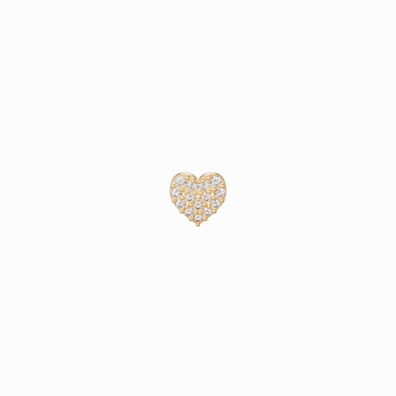 Heart Pavé Diamond Solid Gold Stud Earrings